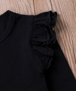 1-5Y Toddler Kids Baby Girls Lace Casual Long Sleeve T-shirt Tee Tops Blouse Clothes Black White Red 3 Colors