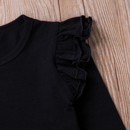 1-5Y Toddler Kids Baby Girls Lace Casual Long Sleeve T-shirt Tee Tops Blouse Clothes Black White Red 3 Colors