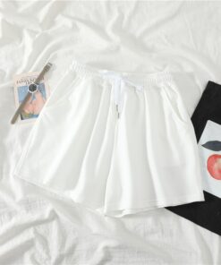 Women Shorts Summer Casual Solid Drawstring shorts high waist loose shorts for girls Soft Cool female short M-2XL