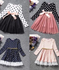 Dot Long Sleeve Dress For Girls Clothing Baby Girl Clothing Teenager School Daily Wear Kids Casual Clothes Vestido Infantil 8T