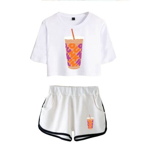 New Charli DAmelio Ice Coffee Splatter Women Two Piece Set Shorts+lovely T-shirt Sexy charli damelio merch Sport suit Girl