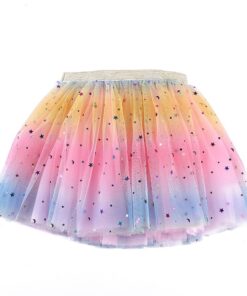 Toddler Skirt Kids Baby Star Glitter Dance Tutu Skirt For Girl Sequin 3 Layers Tulle Toddler Pettiskirt Children Chiffon 2-8T