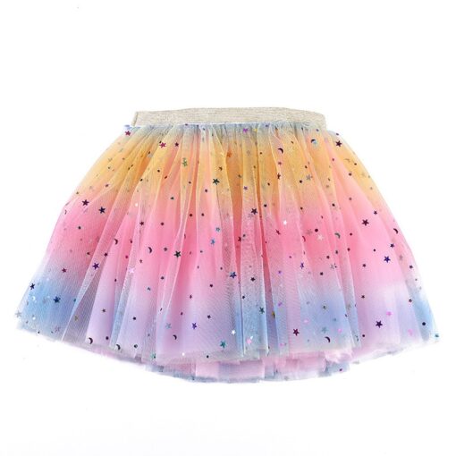 Toddler Skirt Kids Baby Star Glitter Dance Tutu Skirt For Girl Sequin 3 Layers Tulle Toddler Pettiskirt Children Chiffon 2-8T