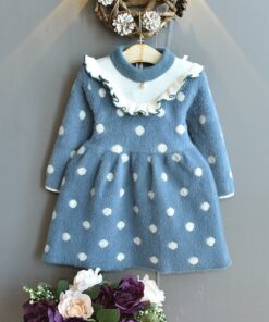 Baby Mink Fleece Sweater Girl Dress Children'S Clothing Autumn Winter 2020 New Pullover Sweater Dot European American Kid Dress