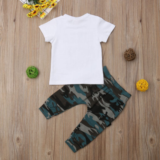 Baby Boys Clothes 2020 Hip Hop Short Sleeve Summer Toddler Infant Like A Boss Letter Tops T-shirt Camo Pants Outfits 2Pcs
