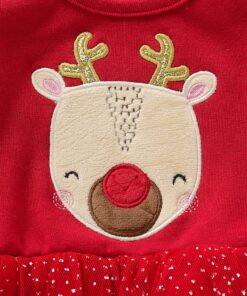 2-4 Years Christmas elk Print Girls Princess Dress Winter Long Sleeve Dresses for Girl birthday Party Cartoon Kids dress D30