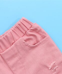 2020 Children Girl Pink Flare Pants Toddler Kids Baby Solid Holes Ripped Boot Cute Flare Long Pants Denim Bell-bottomed Trousers
