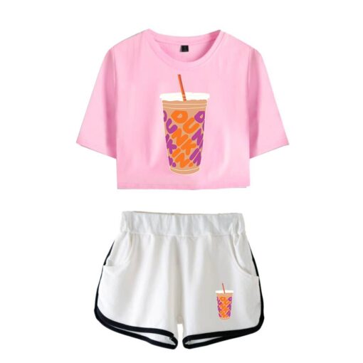New Charli DAmelio Ice Coffee Splatter Women Two Piece Set Shorts+lovely T-shirt Sexy charli damelio merch Sport suit Girl