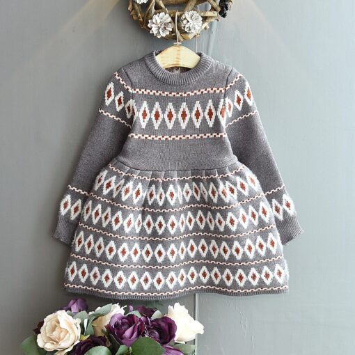 Baby Mink Fleece Sweater Girl Dress Children'S Clothing Autumn Winter 2020 New Pullover Sweater Dot European American Kid Dress
