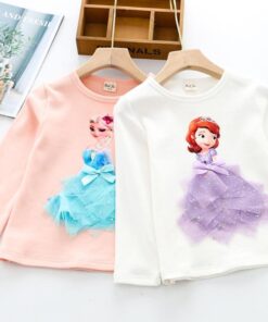 Baby Girls T Shirts Autumn Casual Princess Clothes Toddler Kids Long Sleeve Blouse Tops Children Clothing T-shirt Cotton