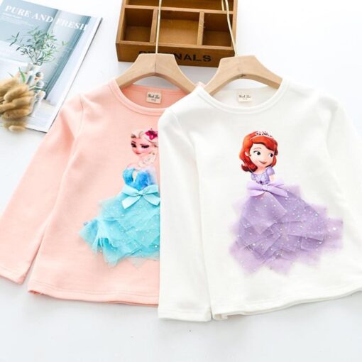 Baby Girls T Shirts Autumn Casual Princess Clothes Toddler Kids Long Sleeve Blouse Tops Children Clothing T-shirt Cotton