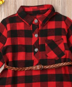0-5T Christmas Toddler Newborn Kids Baby Girls Dress Red Plaid Cotton Princess Party Long Sleeve Dress Clothes Girl Winter Dress