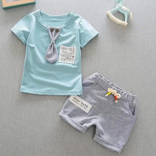2020 New Baby Shirt Clothing Set Boys Girls Cute Summer Casual Wear Set Cartoon Mustache Top Denim Set Children's Clothes 1-4 Ye
