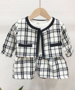2Pcs Autumn Winter Party Kids Clothes For Baby Girl Fashion Pageant Plaid Coat Tutu Dress Outfits Suit Toddler Girl Clothing Set