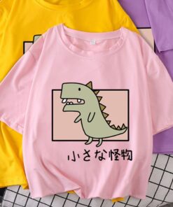 Cute T Shirt Women Teen Girls Summer Short Sleeve kawaii Dinosaur Graphic Tees Women T-shirt Loose Pullover Causal Tops 2020 New