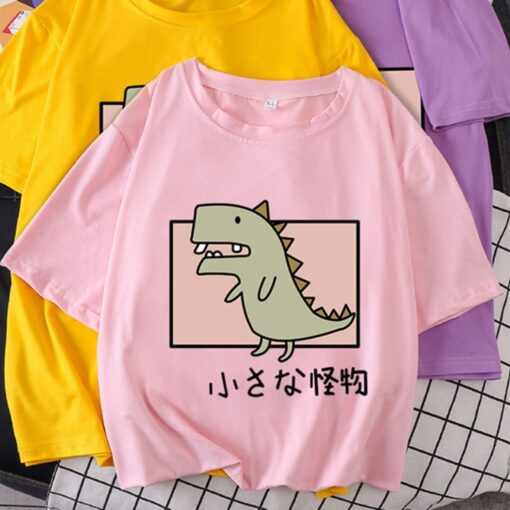 Cute T Shirt Women Teen Girls Summer Short Sleeve kawaii Dinosaur Graphic Tees Women T-shirt Loose Pullover Causal Tops 2020 New