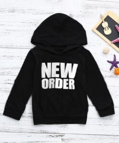 Toddler Kids Baby Boys Hooded Sweatshirts Infant Letter Hoodies Top Long Sleeves Casual Cotton Clothes Sweatshirt Autumn Winter