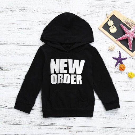 Toddler Kids Baby Boys Hooded Sweatshirts Infant Letter Hoodies Top Long Sleeves Casual Cotton Clothes Sweatshirt Autumn Winter