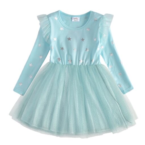 VIKITA Girls Princess Dresses Kids Cartoon Vestidos Children Autumn Dress Kids Dress for Girls Long Sleeve Unicorn Dresses