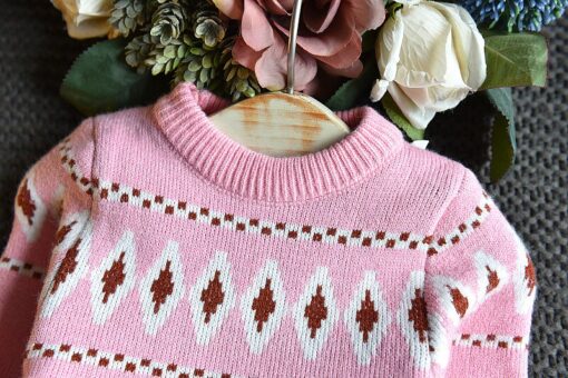 Girls Autumn Dress 2020 New Winter Baby Kids Knitted Bottoming Ladies National Jacquard Long-Sleeved Stretch Slim Sweater Dress