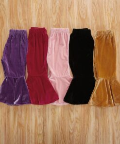 2020 New Toddler Kids Baby Girl Elastic Waist Velvet Flare Pant Bell Bottom Autumn Clothes