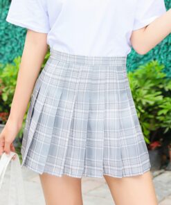 QRWR Summer Women Skirts 2020 New Korean High Waist Plaid Mini Skirt Women School Girls Sexy Cute Pleated Skirt with Zipper