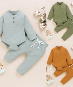 Newborn Baby Outfit 0-24M Children Clothing long sleeve Rompers+Pant 2pcs Suit Boy Kids Clothes Baby Girl Set Jumpsuit