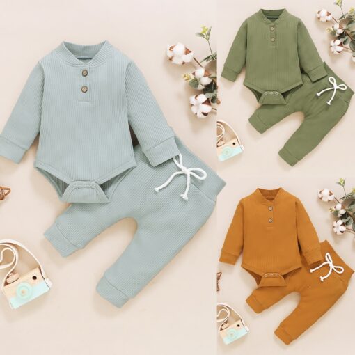 Newborn Baby Outfit 0-24M Children Clothing long sleeve Rompers+Pant 2pcs Suit Boy Kids Clothes Baby Girl Set Jumpsuit