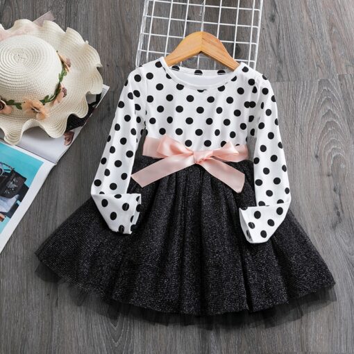 2020 Elegant Kids Flower Girls Winter Dresses Children Kids Floral Long Sleeve Clothing Girls Princess Tulle Dress