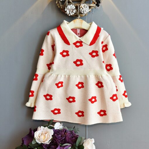 Baby Mink Fleece Sweater Girl Dress Children'S Clothing Autumn Winter 2020 New Pullover Sweater Dot European American Kid Dress