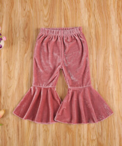 Infant Kids Baby Girls Velvet Bell-Bottoms Baby Children Long Flared Trousers Retro Casual Elastic Waist Pants for Kids 6M-6T