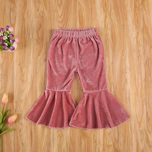 Infant Kids Baby Girls Velvet Bell-Bottoms Baby Children Long Flared Trousers Retro Casual Elastic Waist Pants for Kids 6M-6T