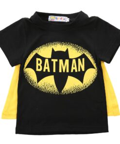 2020 Kids Boys T-shirt Tops with Cape Superman Batman Children summer Short Sleeve t-shirt Tee tops Baby Boys Clothes custume