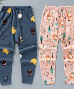 3-12Y Kids Children Boys Girls Bottom Pants Autumn Spring Lycra Thin Cartoon Kids Harem Pants Kids Girls Leggings Trousers