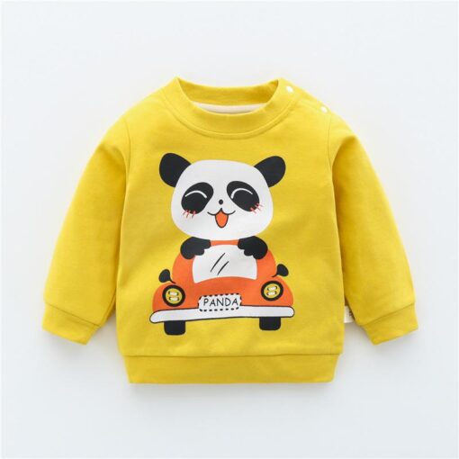 Autumn New Cute Toddler Girl Clothes Fashion Boys Sweatshirt Cartoon Animals Pattern Long Sleeve O Neck Cotton Baby Warm Outfits