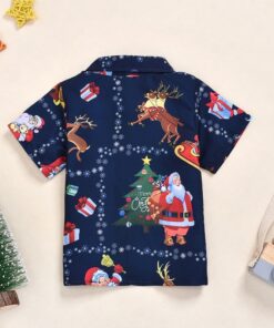 Autumn Baby Boy Short Sleeve Christmas Cartoon Print T-Shirts Kids Tops Casual Blouse 1-6Y T-Shirts