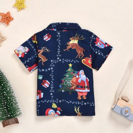 Autumn Baby Boy Short Sleeve Christmas Cartoon Print T-Shirts Kids Tops Casual Blouse 1-6Y T-Shirts