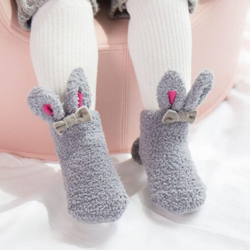 NEW Cute Newborn Baby Socks Plush Bunny Ear Winter Socks For Baby Girls Baby Christmas Floor Socks Baby Girl Clothes Accessories