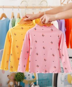 Turtleneck Girls T-shirts Long Sleeve Shirts For Kids 1-6 Years Children Bottom Spring Autumn Toddler Tees Baby Outerwear