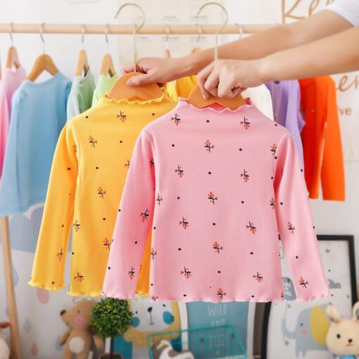 Turtleneck Girls T-shirts Long Sleeve Shirts For Kids 1-6 Years Children Bottom Spring Autumn Toddler Tees Baby Outerwear