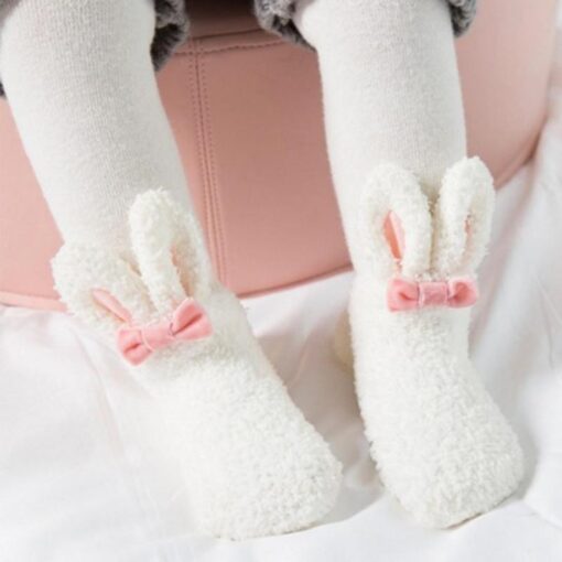 NEW Cute Newborn Baby Socks Plush Bunny Ear Winter Socks For Baby Girls Baby Christmas Floor Socks Baby Girl Clothes Accessories