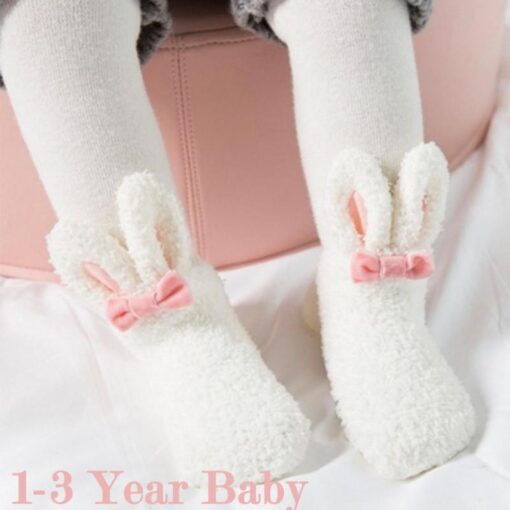 NEW Cute Newborn Baby Socks Plush Bunny Ear Winter Socks For Baby Girls Baby Christmas Floor Socks Baby Girl Clothes Accessories