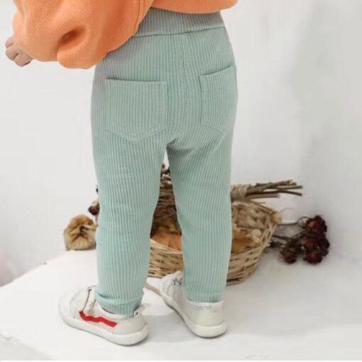 Autumn Baby Boys Girls Leggings Toddler Ribbed Pp Pants Kids Trousers Solid Color Little Boy Harem Casual Cotton Bottoming Pant