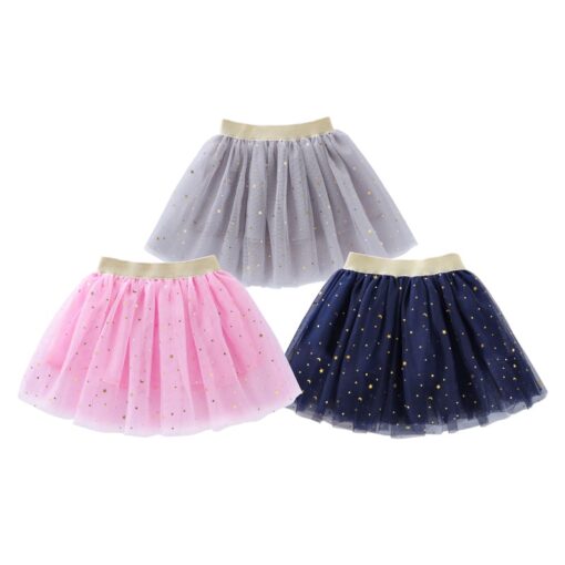 2020 Fashion Kids Mesh Miniskirts Girls Princess Stars Glitter Dance Ballet Tutu Brand Sequin Party Girl Faldas Skirt Elastic