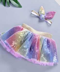 Baby Photography Clothing Newborn Baby Kid Girl Bow Sequin Colorful Rainbow Tutu Skirt Photo Costume Prop 0-5T Without Headband