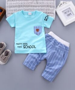 2020 New Baby Shirt Clothing Set Boys Girls Cute Summer Casual Wear Set Cartoon Mustache Top Denim Set Children's Clothes 1-4 Ye