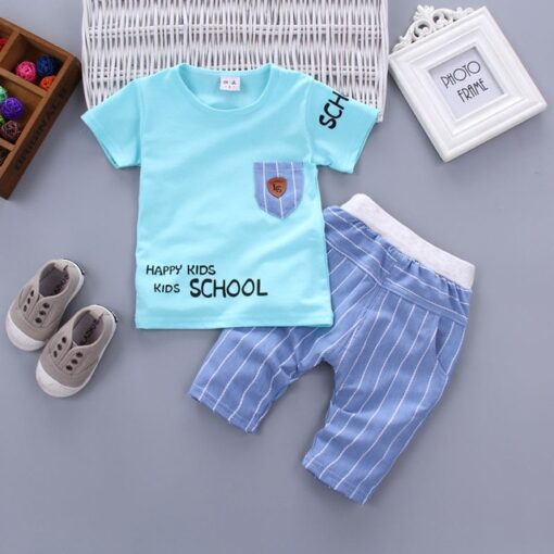 2020 New Baby Shirt Clothing Set Boys Girls Cute Summer Casual Wear Set Cartoon Mustache Top Denim Set Children's Clothes 1-4 Ye