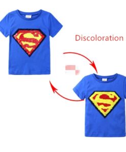 Changing Color and Pattern Switchable Sequins Boys TShirts Kid Fashion Marvel Hero T Shirt Children Top Clothes Summer