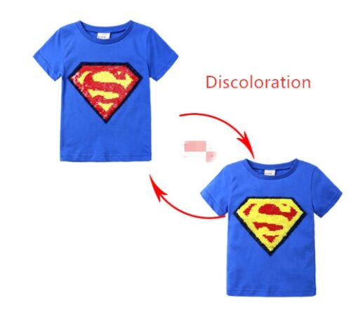 Changing Color and Pattern Switchable Sequins Boys TShirts Kid Fashion Marvel Hero T Shirt Children Top Clothes Summer