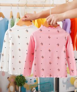 Turtleneck Girls T-shirts Long Sleeve Shirts For Kids 1-6 Years Children Bottom Spring Autumn Toddler Tees Baby Outerwear